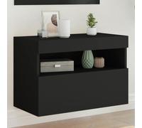 vidaXL TV Wall Cabinet with LED Lights Black 60x30x40 cm