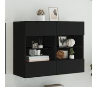 vidaXL TV Wall Cabinet with LED Lights Black 78.5x30x60.5 cm