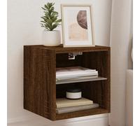 vidaXL TV Wall Cabinet with LED Lights Floating TV Unit TV Cabinet Brown Oak
