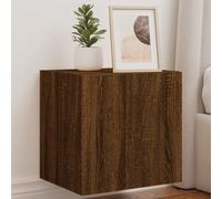 vidaXL TV Wall Cabinet with LED Lights Brown Oak 40.5x35x40 cm
