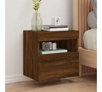 vidaXL TV Wall Cabinet with LED Lights Brown Oak 40x30x40 cm