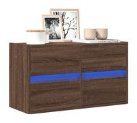 vidaXL TV Wall Cabinet with LED Lights Brown Oak 80x31x45 cm