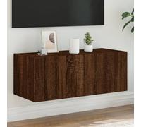 vidaXL TV Wall Cabinet with LED Lights Floating TV Unit TV Cabinet Brown Oak