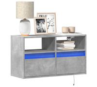vidaXL TV Wall Cabinet with LED Lights Floating Cabinet TV Unit Concrete Grey