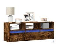 vidaXL TV Wall Cabinet with LED Lights Floating Cabinet TV Unit Smoked Oak