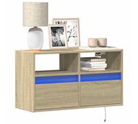 vidaXL TV Wall Cabinet with LED Lights Sonoma Oak 80x31x45 cm