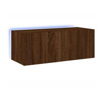 vidaXL TV Wall Cabinet with LED Lights Brown Oak 80x35x31 cm