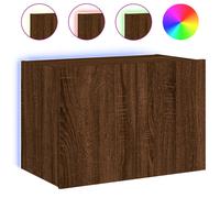 vidaXL TV Wall Cabinet with LED Lights Floating TV Unit TV Cabinet Brown Oak