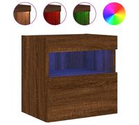 vidaXL TV Wall Cabinet with LED Lights Floating TV Unit TV Cabinet Brown Oak