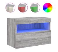 vidaXL TV Wall Cabinet with LED Lights Floating TV Unit TV Cabinet Grey Sonoma