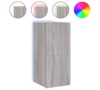 vidaXL TV Wall Cabinet with LED Lights Grey Sonoma 30.5x35x70 cm