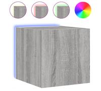 vidaXL TV Wall Cabinet with LED Lights Floating TV Unit TV Cabinet Grey Sonoma