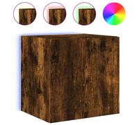 vidaXL TV Wall Cabinet with LED Lights Floating TV Unit TV Cabinet Smoked Oak