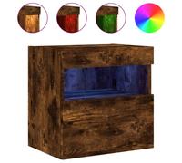 vidaXL TV Wall Cabinet with LED Lights Floating TV Unit TV Cabinet Smoked Oak