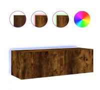 vidaXL TV Wall Cabinet with LED Lights Floating TV Unit TV Cabinet Smoked Oak