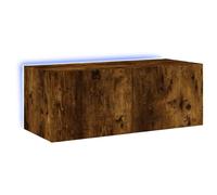 vidaXL TV Wall Cabinet with LED Lights Floating TV Unit TV Cabinet Smoked Oak