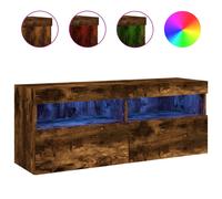 vidaXL TV Wall Cabinet with LED Lights Floating TV Unit TV Cabinet Smoked Oak