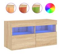vidaXL TV Wall Cabinet with LED Lights Floating TV Unit TV Cabinet Sonoma Oak