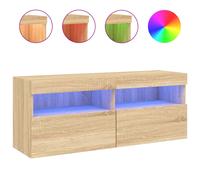 vidaXL TV Wall Cabinet with LED Lights Floating TV Unit TV Cabinet Sonoma Oak