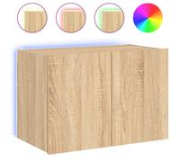 vidaXL TV Wall Cabinet with LED Lights Floating TV Unit TV Cabinet Sonoma Oak