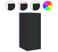 vidaXL TV Wall Cabinet with LED Lights Floating Wall Mounted TV Cabinet Black