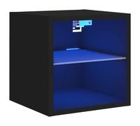 Vidaxl Tv Wall Cabinet With Led Lights Black 30X28.5X30 Cm