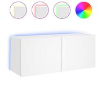 vidaXL TV Wall Cabinet with LED Lights White 100x35x41 cm, White