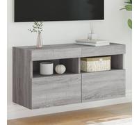 vidaXL TV Wall Cabinet with LED Lights Floating TV Unit TV Cabinet Grey Sonoma