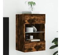 vidaXL TV Wall Cabinet with LED Lights Smoked Oak 40x30x60.5 cm