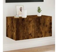 vidaXL TV Wall Cabinet with LED Lights Smoked Oak 60x35x31 cm