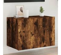 vidaXL TV Wall Cabinet with LED Lights Floating TV Unit TV Cabinet Smoked Oak