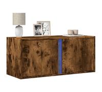 vidaXL TV Wall Cabinet with LED Lights TV Unit Wall Mounted Cabinet Smoked Oak