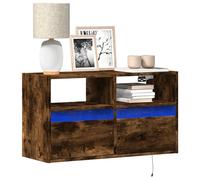 TV Wall Cabinet with LED Lights Smoked Oak 80x31x45 cm