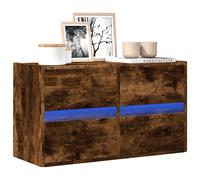 (smoked oak, 80 x 31 x 45 cm/ 1 pcs) vidaXL TV Wall Cabinet with LED Lights TV Unit Wall Mounted Cabinet