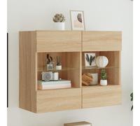 vidaXL TV Wall Cabinet with LED Lights Sonoma Oak 78.5x30x60.5 cm