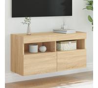 vidaXL TV Wall Cabinet with LED Lights Sonoma Oak 80x30x40 cm