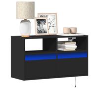 vidaXL TV Wall Cabinet with LED Lights TV Stand Floating Cabinet TV Unit Black