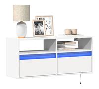 vidaXL TV Wall Cabinet with LED Lights TV Stand Floating Cabinet TV Unit White