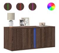 TV Wall Cabinet with LED Lights Floating TV Unit Wall Mounted Cabinet vidaXL