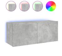 vidaXL TV Wall Cabinet with LED Lights Wall Mounted TV Units Concrete Grey