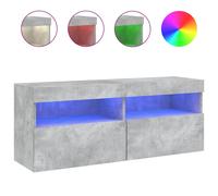 vidaXL TV Wall Cabinet with LED Lights Wall Mounted TV Units Concrete Grey