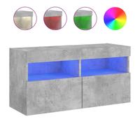 vidaXL TV Wall Cabinet with LED Lights Wall Mounted TV Units Concrete Grey