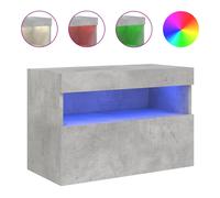vidaXL TV Wall Cabinet with LED Lights Concrete Grey 60x30x40 cm, Grey