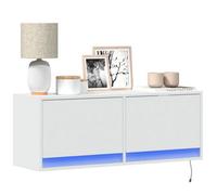 Vidaxl Tv Wall Cabinet With Led Lights White 100X31X35 Cm