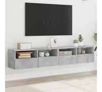 vidaXL TV Wall Cabinets Floating TV Unit 2 pcs Concrete Grey Engineered Wood