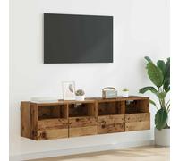 vidaXL 2 Door 2 Shelf Old Wood Wall Mounted TV Unit Set of 2 - Size: 40 x 100 x 34.5cm - Brown - Wilko