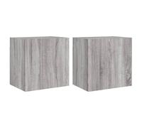 vidaXL TV Wall Cabinets Floating TV Unit 2 pcs Grey Sonoma Engineered Wood