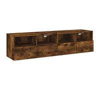 vidaXL TV Wall Cabinets Floating TV Unit 2 pcs Smoked Oak Engineered Wood