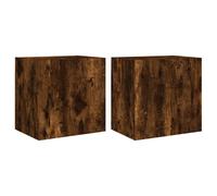 vidaXL TV Wall Cabinets Floating TV Unit 2 pcs Smoked Oak Engineered Wood