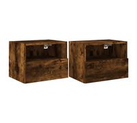 vidaXL TV Wall Cabinets Floating TV Unit 2 pcs Smoked Oak Engineered Wood
